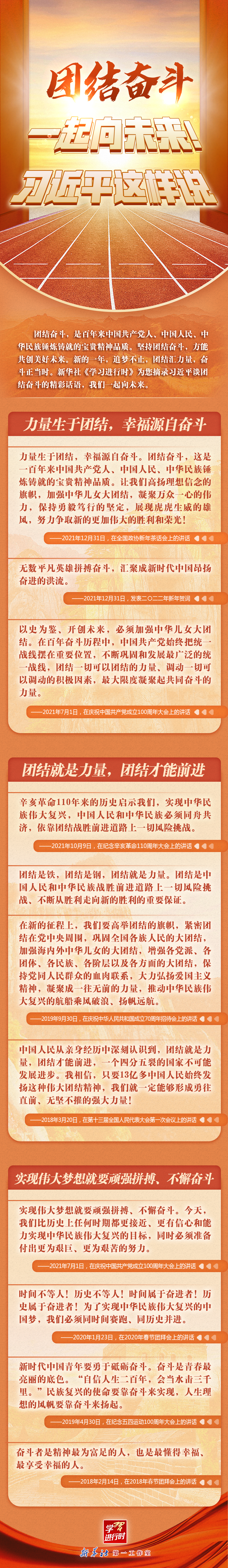 學(xué)習(xí)進(jìn)行時丨團(tuán)結(jié)奮斗，一起向未來！習(xí)近平這樣說