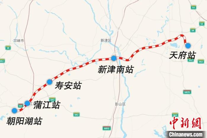 成都鐵路樞紐天府至朝陽湖段線路圖。　國鐵集團供圖