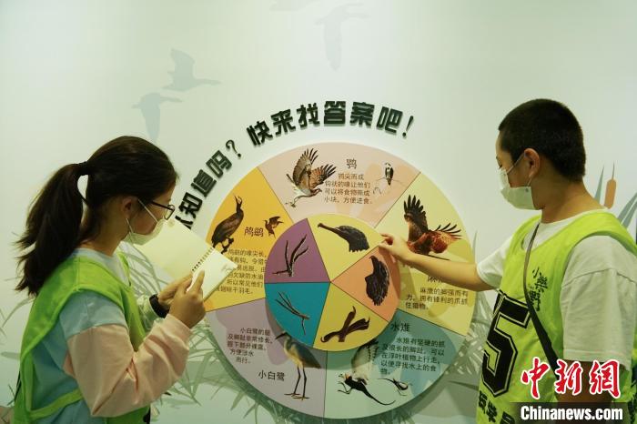 圖為小朋友在青海西寧湟水國家濕地公園科普館內(nèi)參觀學(xué)習(xí)?！●R銘言 攝