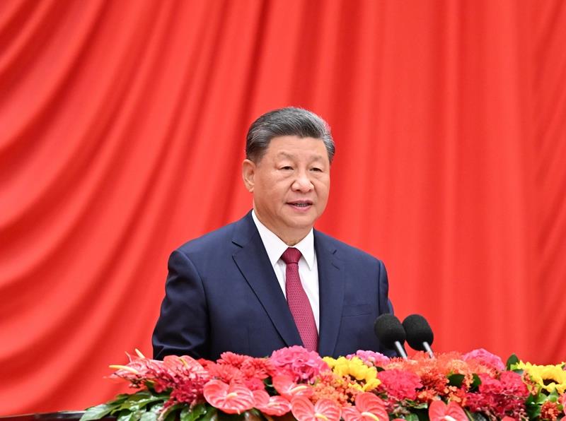 △2024年9月30日，慶祝中華人民共和國成立75周年招待會(huì)在北京人民大會(huì)堂隆重舉行。習(xí)近平總書記出席招待會(huì)并發(fā)表重要講話。