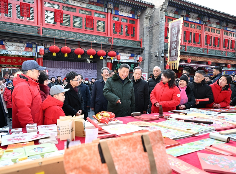 2024年2月1日，習近平總書記在天津古文化街考察。