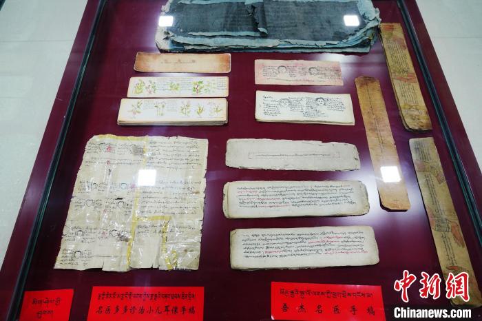 圖為藏醫(yī)古集文獻(xiàn)和藏醫(yī)臨床原始手稿?！●R銘言 攝